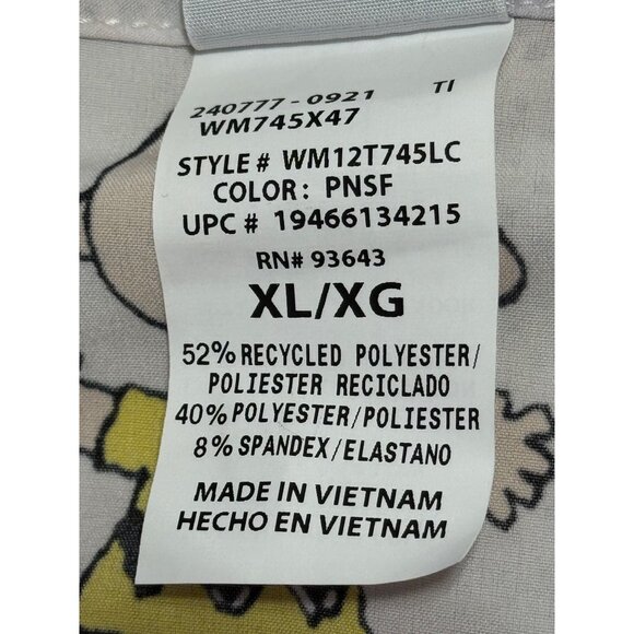 Peanuts Womens XL Scrub Top With Snoopy & Friends Print - Picture 3 of 13